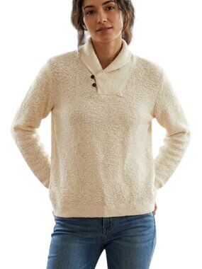 GAP 2-button Shawl Collar Sweater 100% Cotton Off-White UNISEX